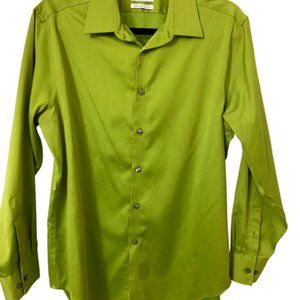 Calvin Klein Neon Green No Iron Slim Fit Button Up Shirt - Size Neck 16 32/33